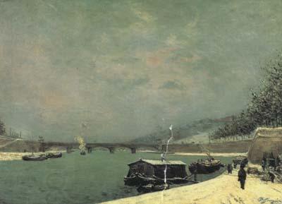 Paul Gauguin The Seine at the Pont d'lena,Snowy Weathe (mk07) China oil painting art